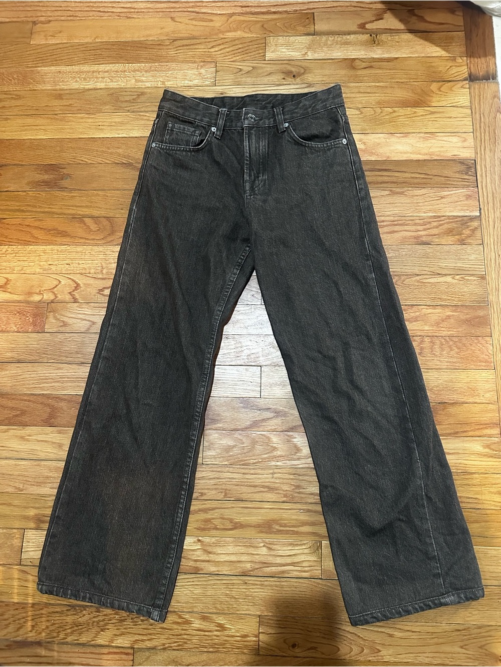 Massimo Dutti Women’s Straight Leg Jeans Brown‎ Denim Mid Rise Sz 2
